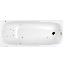 Акриловая ванна WHITECROSS Layla Slim ULTRA 180x80 см, с гидромассажем, с каркасом, со сливом-переливом, фурнитура бронза