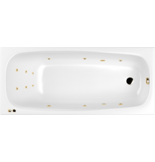 Акриловая ванна WHITECROSS Layla Slim LINE 180x80 см, с гидромассажем, с каркасом, со сливом-переливом, фурнитура золото