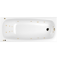 Акриловая ванна WHITECROSS Layla Slim SMART 180x80 см, с гидромассажем, с каркасом, со сливом-переливом, фурнитура золото