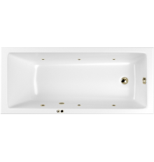 Акриловая ванна WHITECROSS Wave SOFT 160x80 см, с гидромассажем, с каркасом, со сливом-переливом, фурнитура бронза