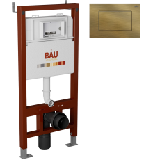 Система инсталляции для унитазов Bauedge Pro + Кнопка смыва Bauedge Stil бронза