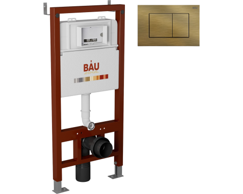 Система инсталляции для унитазов Bauedge Pro + Кнопка смыва Bauedge Stil бронза