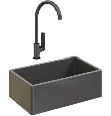 Комплект Мойка кухонная Domaci Сиена 50276-112 антрацит + Смеситель STWORKI HWX5015-P01BK