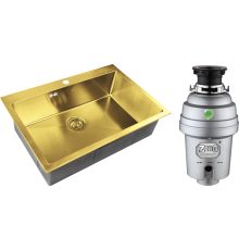 Комплект Мойка Zorg Inox PVD SZR-7551 bronze + Измельчитель Inox D