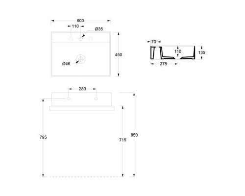 Alice Hide Раковина 60x45х13.5см., подвесная, 1 отв., цвет: белый глянцевый. 31230101S Alice Hide Раковина 60x45х13.5см., подвесная, 1 отв., цвет: белый глянцевый. 31230101S