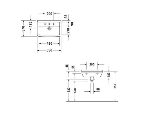 Duravit Starck III Раковина 65x37 см, 1 отв., цвет: белый. 0301600000,  0865170000