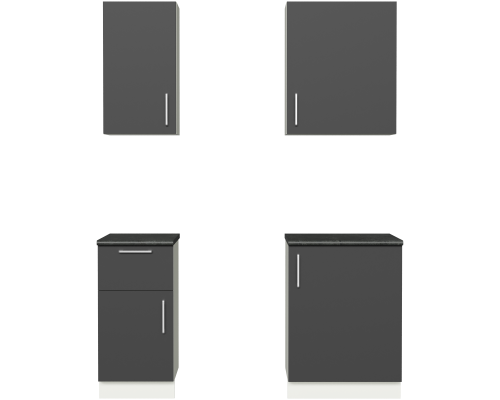Кухонный гарнитур Domaci Болонья 160 см, фасад графит, ручка хром, столешница луна KUH-708286