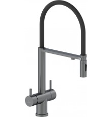 Смеситель для кухни AltroBagno Flusso 050203 GrMt с гибким изливом, оружейная сталь