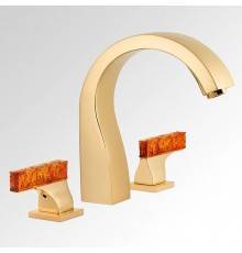 THG Ginkgo Смеситель для ванны, 3 отв., цвет: золото/хрусталь. U5E-F01-25