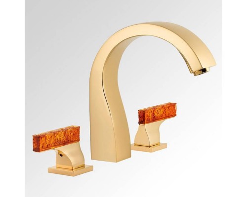 THG Ginkgo Смеситель для ванны, 3 отв., цвет: золото/хрусталь. U5E-F01-25 THG Ginkgo Смеситель для ванны, 3 отв., цвет: золото/хрусталь. U5E-F01-25