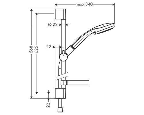 Hansgrohe Croma 100 Душевой гарнитур, 66см., цвет: хром. 27717000 Hansgrohe Croma 100 Душевой гарнитур, 66см., цвет: хром. 27717000