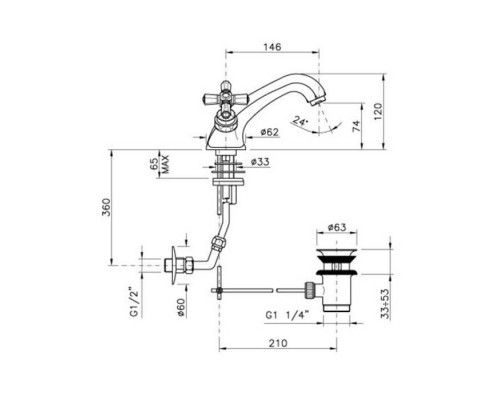 Nicolazzi Teide Смеситель для раковины, на 1 отв, цвет: Gold Brass. 1932GB05