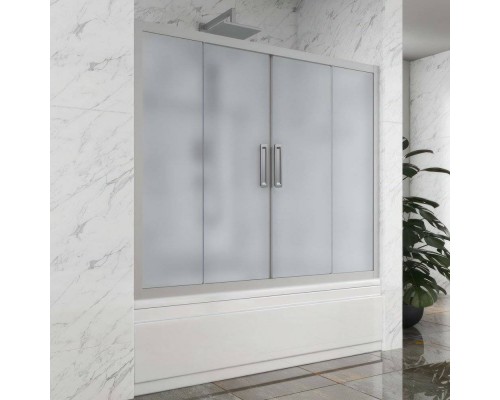 Шторка на ванну Kubele DE019 P4-MAT-MT 155х150 см, профиль матовый хром