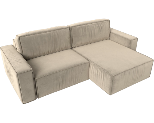 Угловой диван Лига Диванов Прага классик R микровельвет бежевый