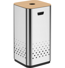 Корзина для белья Weltwasser WW Lety MT 50L, матовая сталь, бамбук