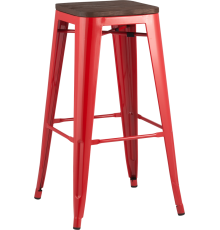 Барный табурет Stool Group Tolix Wood красный глянцевый, темное дерево