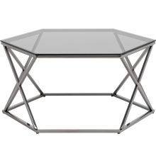Журнальный столик Stool Group Круз 93x80 см, стекло smoke, опора тёмный хром