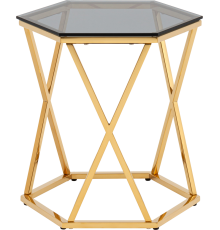 Журнальный столик Stool Group Круз 48x42 см, стекло smoke, опора золото