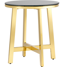 Журнальный столик Stool Group Альба 50x50 см, стекло черное, опора золото