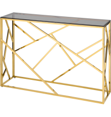 Консоль Stool Group Арт Деко 115x30 см, стекло smoke, сталь золото