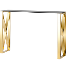 Консоль Stool Group Кросс 115x30 см, стекло smoke, сталь золото