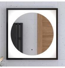 Зеркало Defesto Eclipse DF 2221R 60х60 черная рама, с LED-подсветкой, 4500К, инфракрасный выключатель