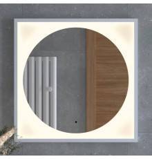 Зеркало Defesto Eclipse DF 2237R 70х70 белая рама, с LED-подсветкой, 3000К, инфракрасный выключатель