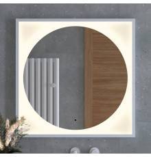 Зеркало Defesto Eclipse DF 2238R 80х80 белая рама, с LED-подсветкой, 3000К, инфракрасный выключатель