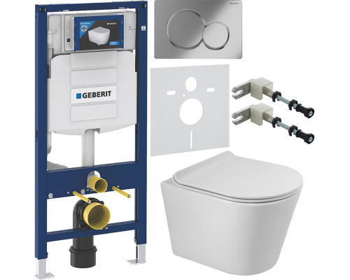 Комплект Унитаз подвесной BelBagno Flay-r + Крышка BB901SC с микролифтом + Инсталляция Geberit Duofix UP 320 111.300.00.5 + Кнопка Sigma 01 115.770.21.5 хром + Крепления 111.815.00.1 к стене + Шумоизоляция