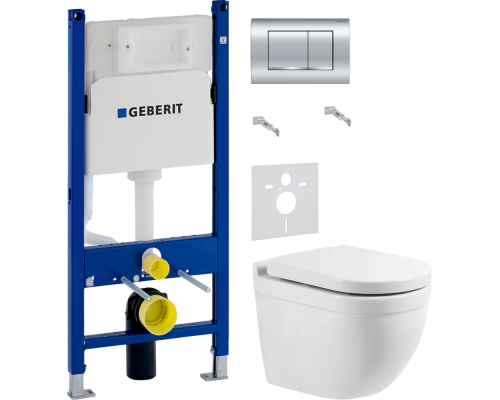 Комплект Унитаз подвесной BelBagno Senso -R BB017CHR + Крышка Norma BB865SC с микролифтом + Инсталляция Geberit Duofix Delta 458.163.21.1 с кнопкой смыва, хром + Шумоизоляция 156.050.00.1