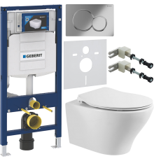 Комплект Унитаз подвесной BelBagno Acqua BB340CHR + Крышка Prospero BB2020SC с микролифтом, петли хром + Инсталляция Geberit Duofix UP 320 111.300.00.5 + Кнопка Sigma 01 115.770.21.5 хром + Крепления 111.815.00.1 к стене + Шумоизоляция 156.050.00.1