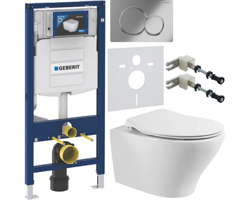 Комплект Унитаз подвесной BelBagno Acqua BB340CHR + Крышка Prospero BB2020SC с микролифтом, петли хром + Инсталляция Geberit Duofix UP 320 111.300.00.5 + Кнопка Sigma 01 115.770.21.5 хром + Крепления 111.815.00.1 к стене + Шумоизоляция 156.050.00.1