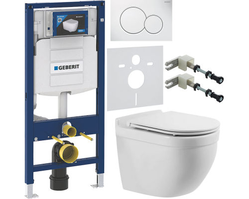 Комплект Унитаз подвесной BelBagno Senso -R BB017CHR + Крышка BB870SC с микролифтом + Инсталляция Geberit Duofix UP 320 111.300.00.5 + Кнопка Sigma 01 115.770.11.5 белая + Крепления 111.815.00.1 к стене + Шумоизоляция 156.050.00.1