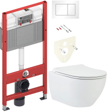 Комплект Унитаз подвесной beWash Bogen 88303201 с сиденьем микролифт белый + Инсталляция TECE Base 9400413 4 в 1 с кнопкой смыва