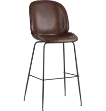 Барный стул Stool Group Beetle PU со спинкой, экокожа коричневая, черные ножки