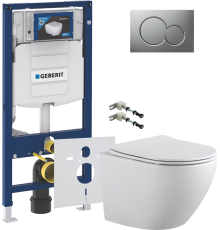 Комплект Унитаз подвесной Aquanet Cetus 2.0 W rimless + Крепления Geberit Duofix 111.815.00.1 к стене + Шумоизоляция 156.050.00.1 + Инсталляция UP 320 111.300.00.5 + Кнопка Sigma 01 115.770.JQ.5 лакированная, матовый хром