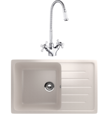 Комплект Мойка кухонная Ulgran U-400 -331 белая + Смеситель РМС SL92W SL92W-279F хром, белый