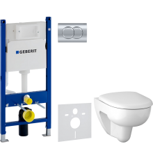 Комплект  Унитаз подвесной Geberit Renova 500.801.00.1 с сиденьем и быстросъемной крышкой с микролифтом + Система инсталляции для унитазов Geberit Duo