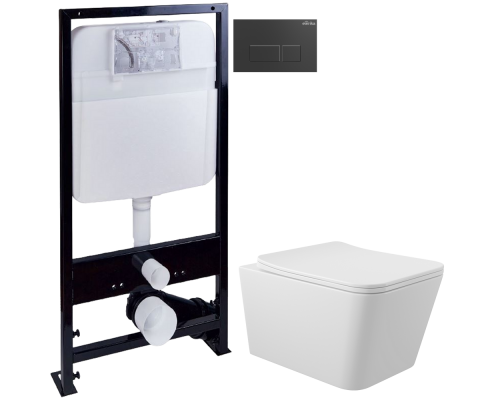 Комплект Унитаз подвесной Aqueduto Macio MAC0110 безободковый, с микролифтом, белый глянцевый + Инсталляция EWRIKA ProLT 0026-2020 + Кнопка 0044 черная матовая Комплект Унитаз подвесной Aqueduto Macio MAC0110 безободковый, с микролифтом, белый глянцевый + Инсталляция EWRIKA ProLT 0026-2020 + Кнопка 0044 черная матовая