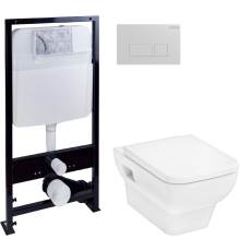 Комплект Унитаз подвесной Hansgrohe CreekTide Q безободковый, с микролифтом + Инсталляция EWRIKA ProLT 0026-2020 + Кнопка 0042 белая