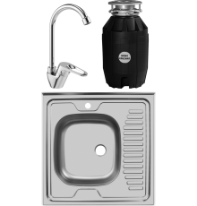 Комплект Мойка кухонная Ukinox Стандарт STD600.600 ---4C 0L- + Смеситель Domaci Равенна D11-001cr + Измельчитель Bone Crusher BC 810-AS