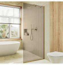 Душевая перегородка Maybahglass MGD-702-3у 69 см, профиль золото, стекло бронза