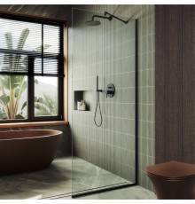 Душевая перегородка Maybahglass MGD-701-6у 69 см, профиль черный, стекло прозрачное