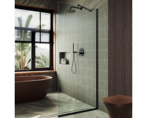 Душевая перегородка Maybahglass MGD-701-6у 69 см, профиль черный, стекло прозрачное