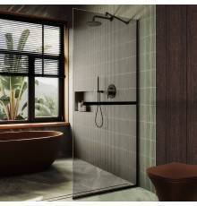 Душевая перегородка Maybahglass MGD-721-6у 69 см, профиль черный, стекло бронза