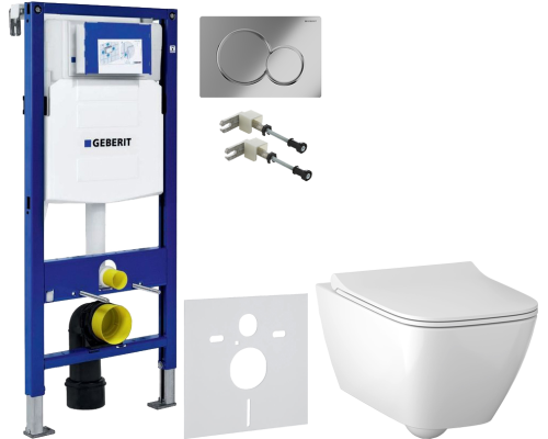 Комплект Унитаз подвесной Geberit Smyle Square GE500.685.01.1 с микролифтом + Крепления Duofix 111.815.00.1 к стене + Шумоизоляция 156.050.00.1 + Инсталляция UP 320 111.300.00.5 + Кнопка Sigma 01 115.770.21.5 хром