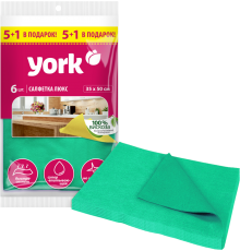Салфетка для уборки York Люкс 020330 в ассортименте, 5+1 шт.