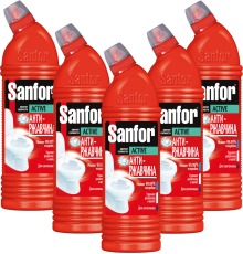 Набор Sanfor Универсальное моющее средство Sanfor WC Gel Active антиржавчина, 1 л, 5 шт