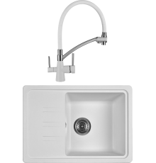 Комплект Мойка кухонная Wisent MW620-28 вайт + Смеситель W4855-28-3 вайт