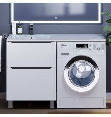Тумба с раковиной Uperwood Tanos 120 L под стиральную машину, напольная, белая, графит, 2 ящика